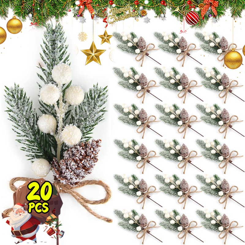 Christmas Wreath Fake - Christmas Artificial White Berry Pine Cones