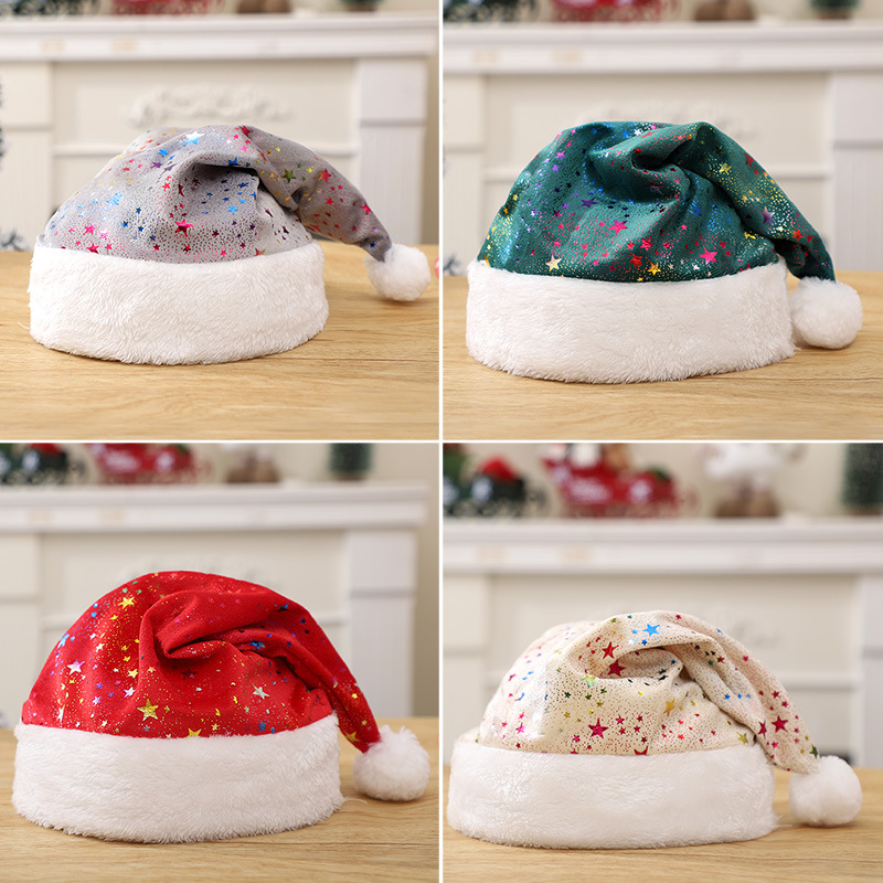 Red Plush Hot Stamping Stars C - Santa Hat Plush ulasan dan harga