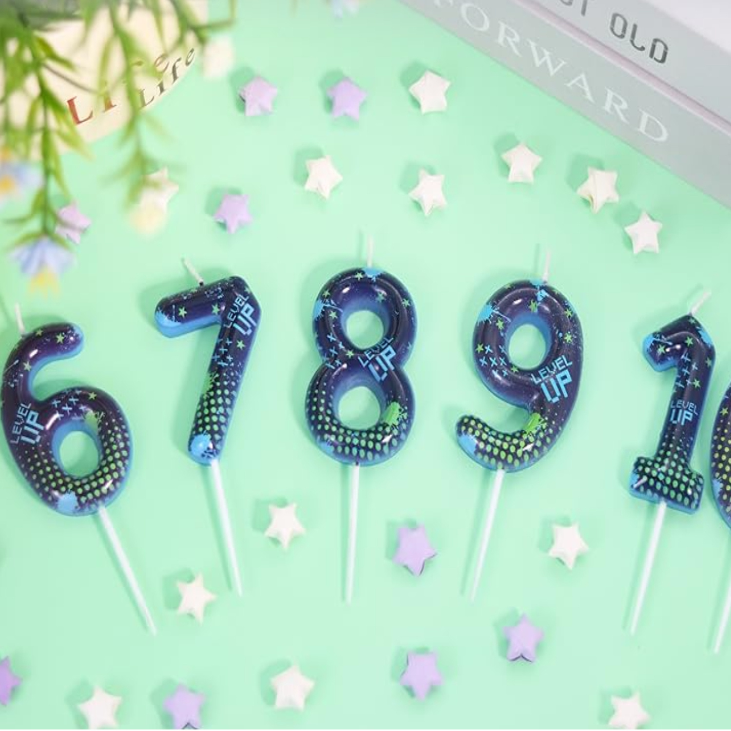 Blue Game Boy 0-9 Birthday Can - Holiday Candle Set ulasan dan harga