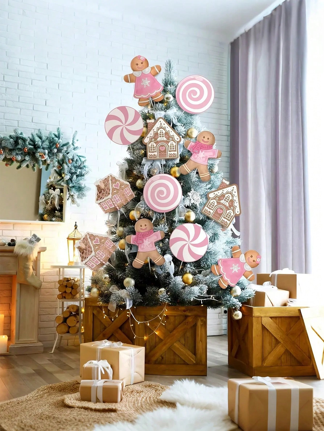 2/6Pcs Large Pink Candy Ginger - Star Tree Topper ulasan dan harga