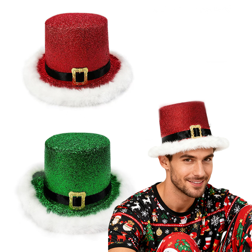 Santa Claus Cap Green Christma - Santa Hat Plush ulasan dan harga